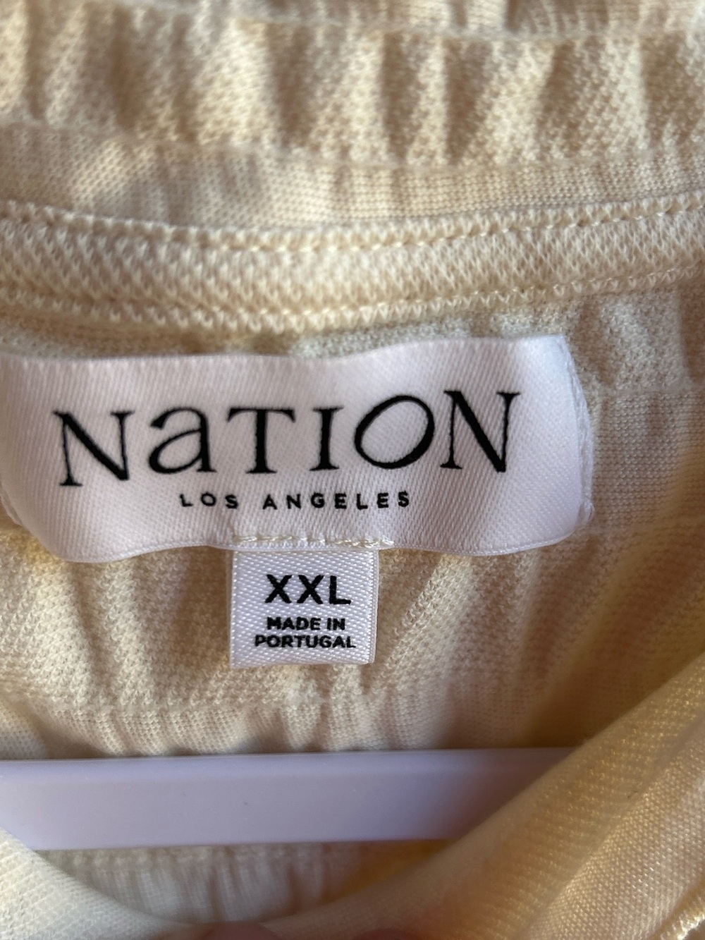 NWT Nation Los Angeles Cream Smocked Ruffle Top XXL Anthropologie basic cotton - Picture 3 of 12